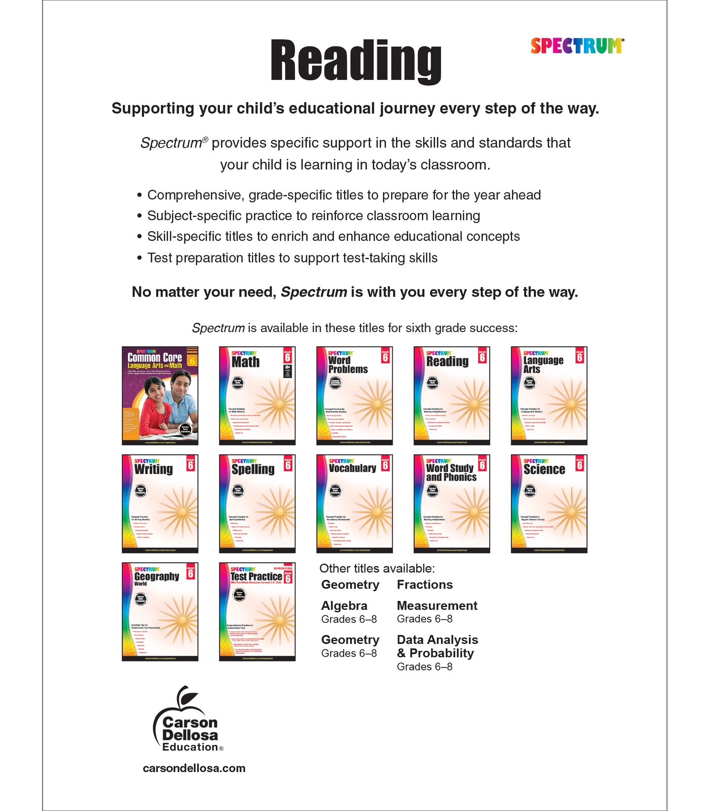 Spectrum Reading Comprehension Grade 6, Ages 11 to 12, 6th Grade Reading Comprehension Workbooks, Nonfiction and Fiction Passages, Analyzing Story Structure, and Critical Thinking Skills - 174 Pages