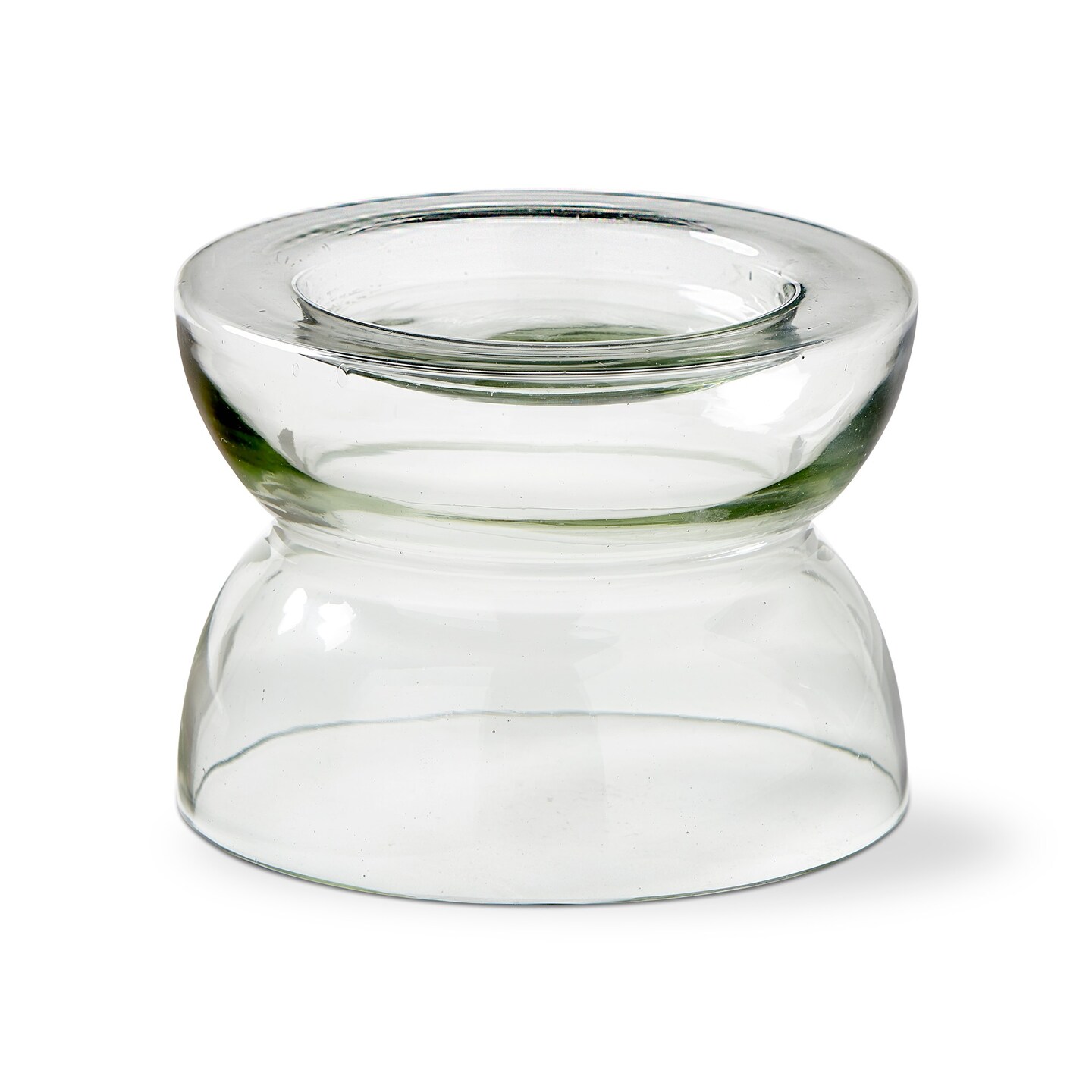 Recycled Clear Glass Pillar Holder, 6.3L x 6.3W x 4.75H inches