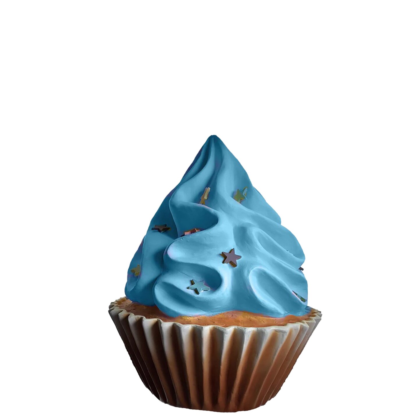 Blue Cupcake With Stars Over Sized Statue