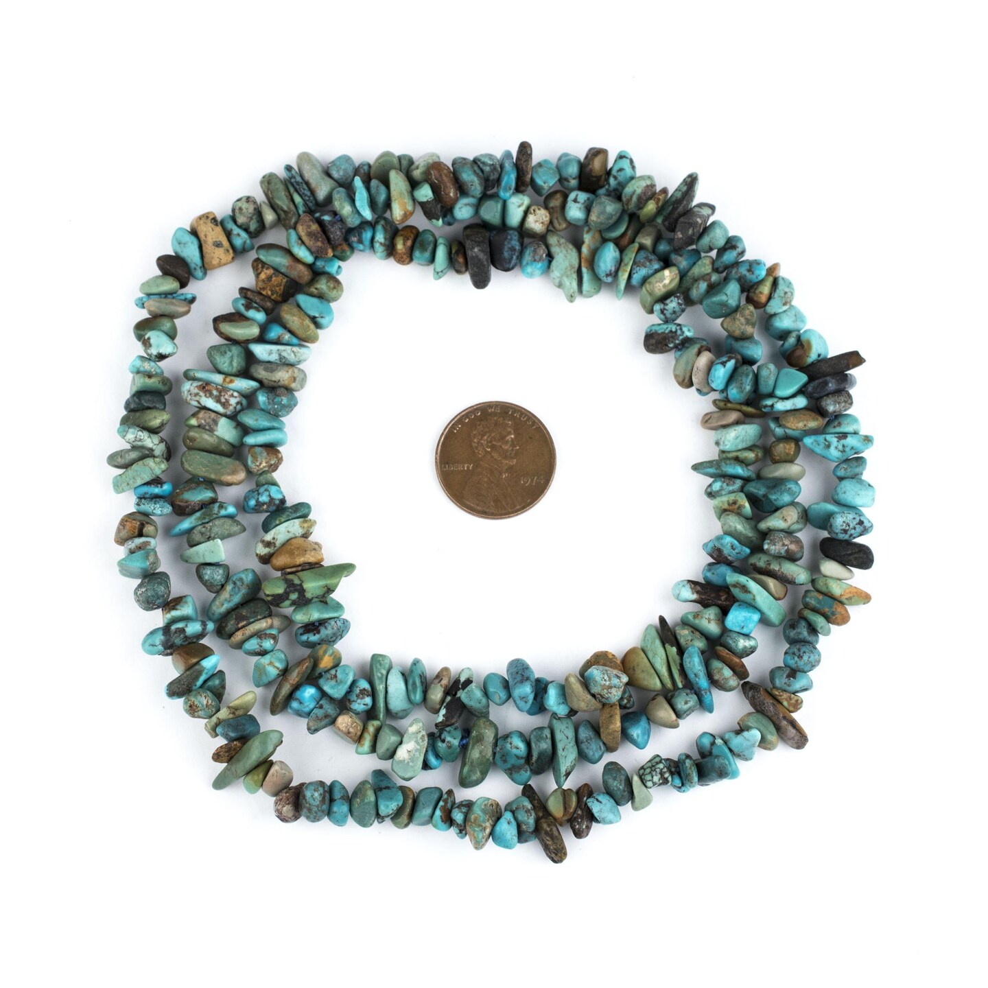 The Bead Chest Earthy Turquoise Chip Beads 34 Inch Strand 8mm Green Chips Gemstone 32-34 Inch Strand