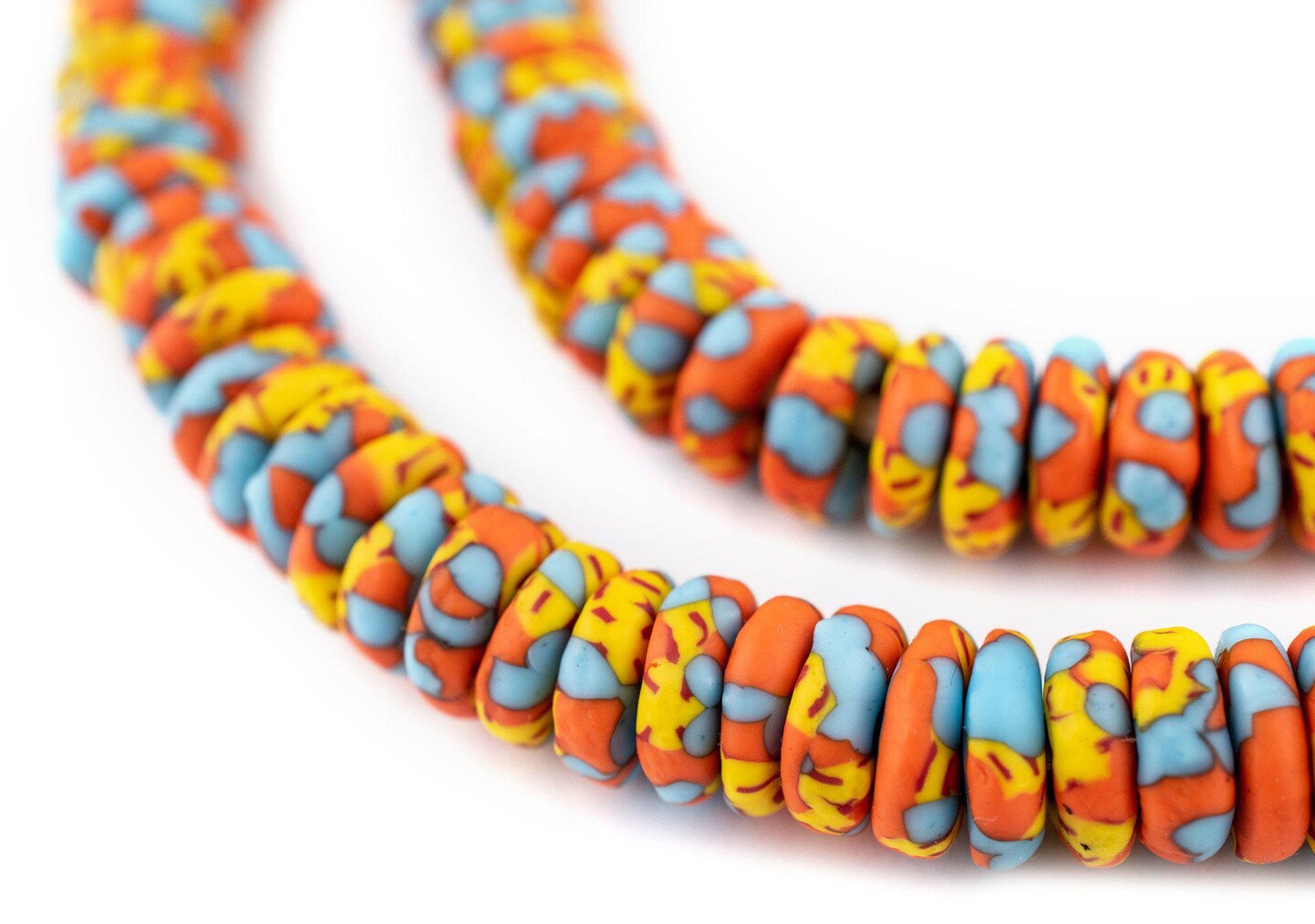 TheBeadChest Lava Fire Fused Rondelle Recycled Glass Beads (11mm)
