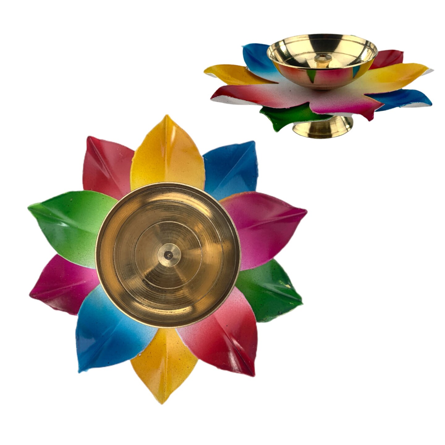 Lotus Brass Finish Diya Indian Craft Diya For Puja Oil Lamp Ideal Pooja Gift Diwali Home Decorations Mandir Temple Akhand Diya Indian Traditional Deepawali Return Gifts Puja Articles