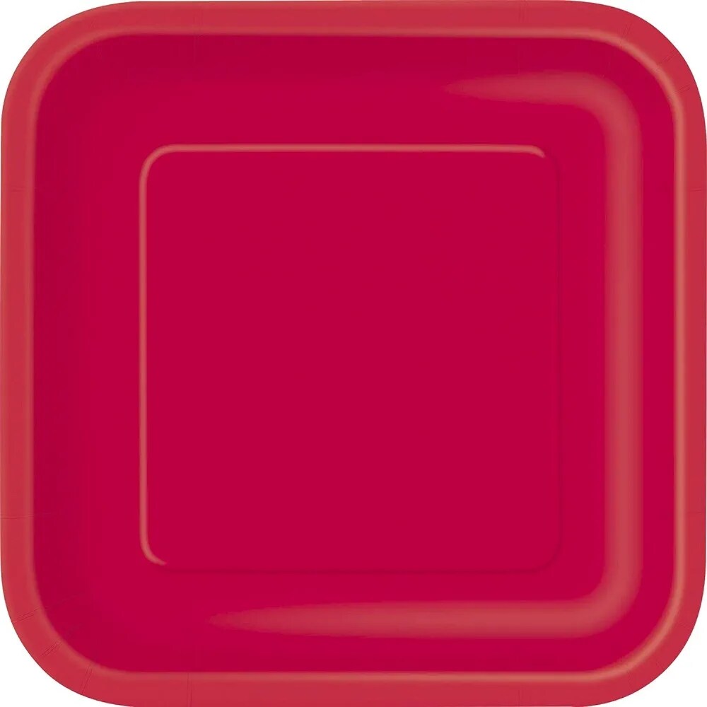 Ruby Red Solid Square 7&#x22; Dessert Plates, 16ct