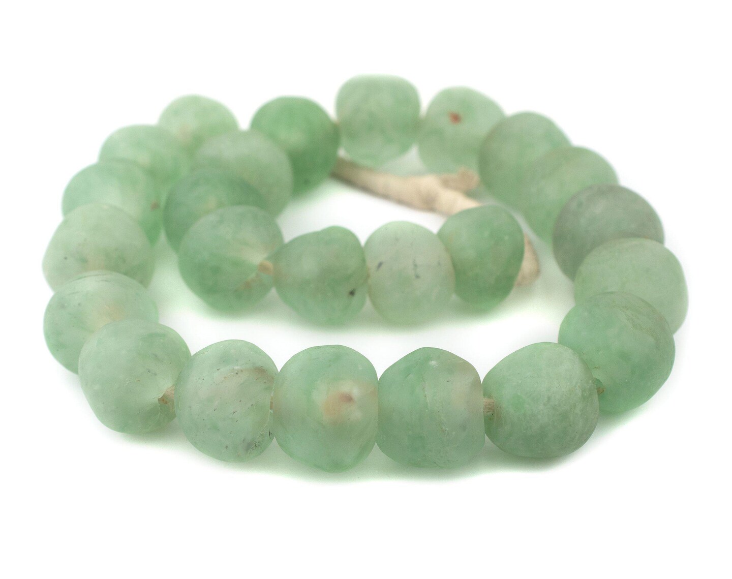Super Jumbo Recycled Glass Beads - Beaded Wall Hangings - Extra Large African Sea Glass Beads 32-35mm - The Bead Chest (Green Aqua)