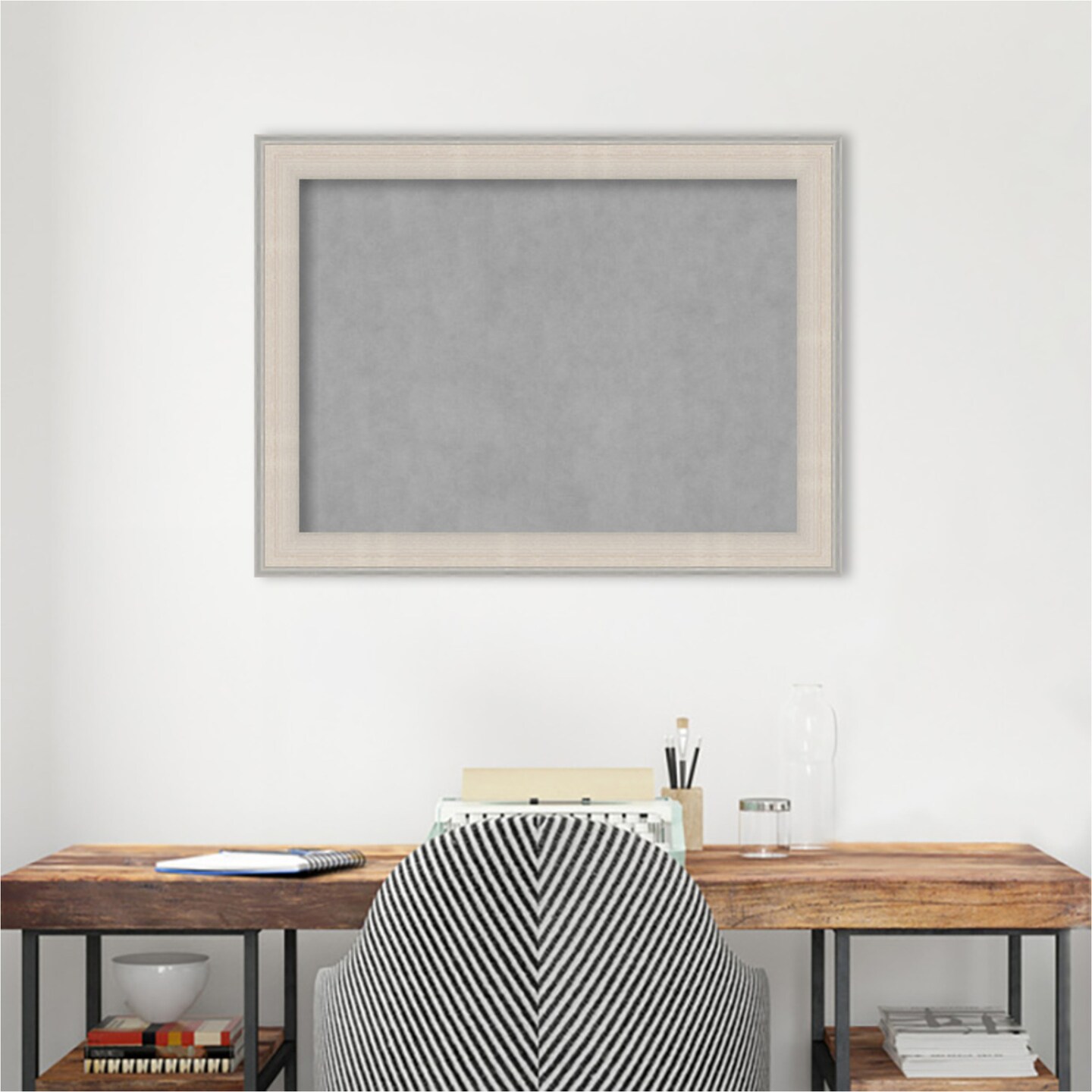 Cottage White Silver Wood Framed Magnetic Board