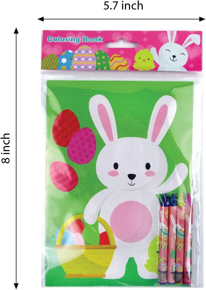 TINYMILLS Easter Coloring Books with Party Favors with 12 Books and 48 Crayons, Easter Basket Stuffer