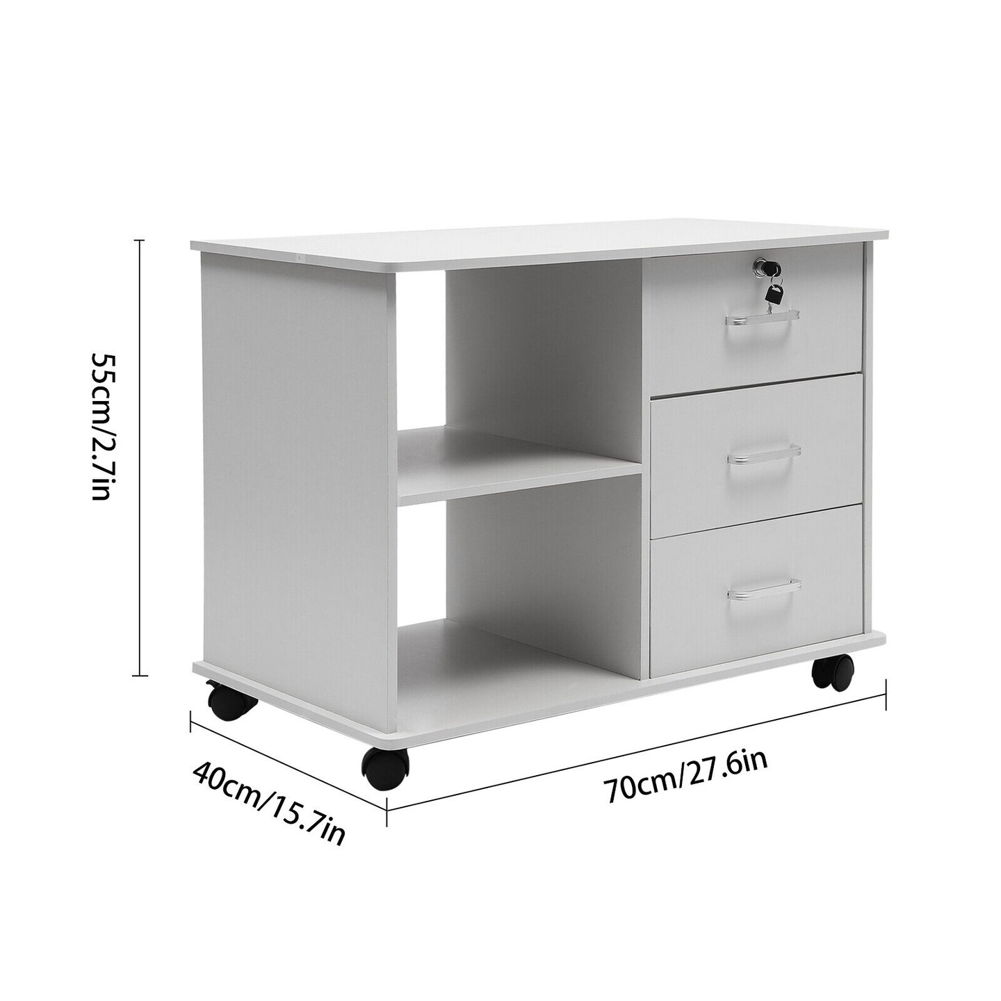 Kitcheniva 3-Drawers Rolling File Large Cabinet