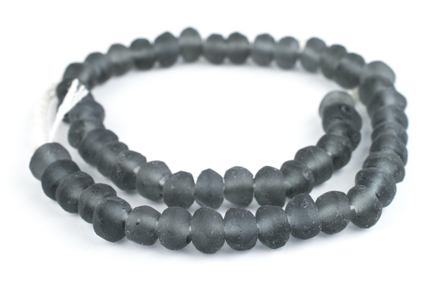TheBeadChest Charcoal Grey Rondelle Java Recycled Glass Beads 11mm Indonesia Sea Glass Disk Large Hole 23 Inch Strand Fair Trade