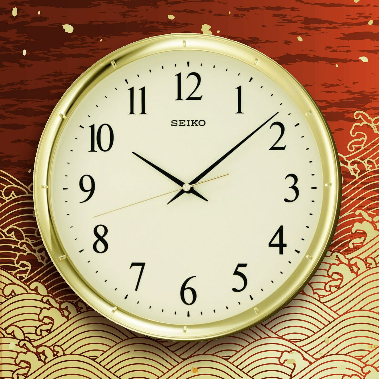 Seiko 12&#x22; Ultra-Modern Gold-Tone Wall Clock, Quartz, Analog