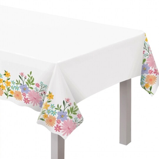 Springtime Blooms Plastic Tablecloth