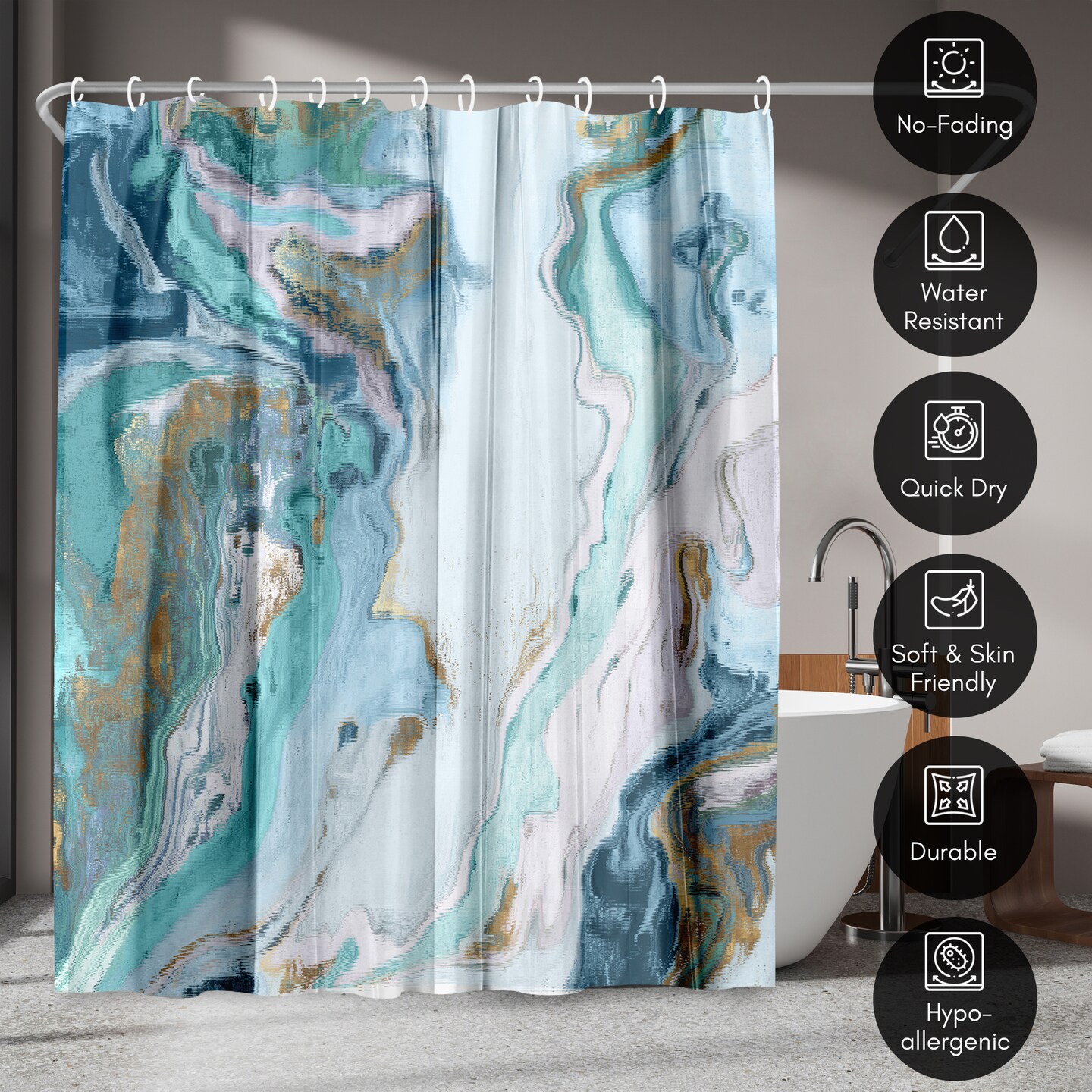 Americanflat 71&#x22; x 74&#x22; Shower Curtain, Marble Petroleum Ii by PI Creative Art