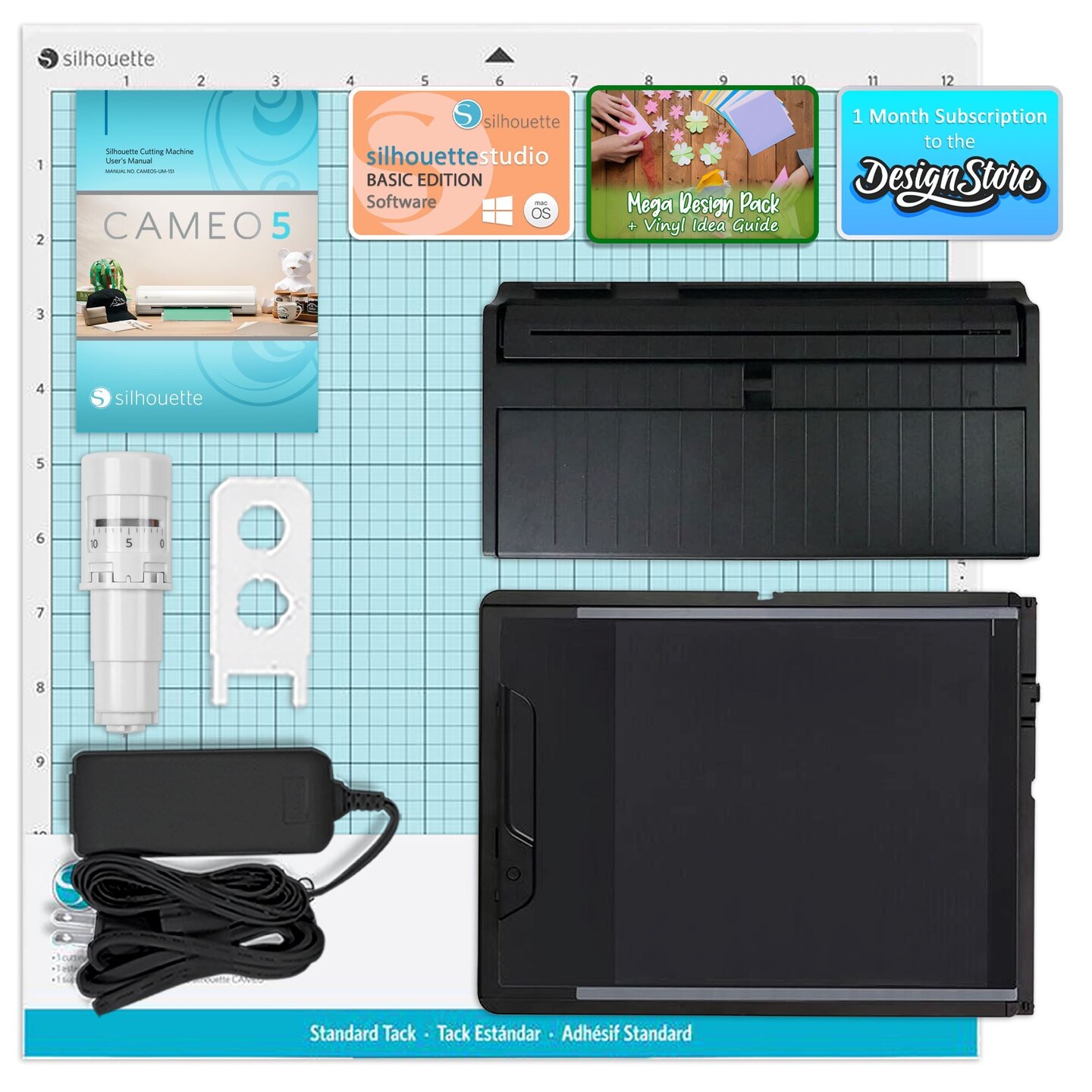 Silhouette Black Cameo 5 with Electrostatic Grip Mat Attachment