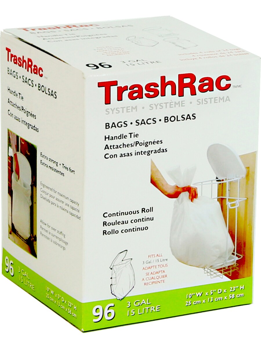 TrashRac&#xAE; 3 Gal. Kitchen Waste Bags (4 Rolls of 24 Bags Each) (96-Count)