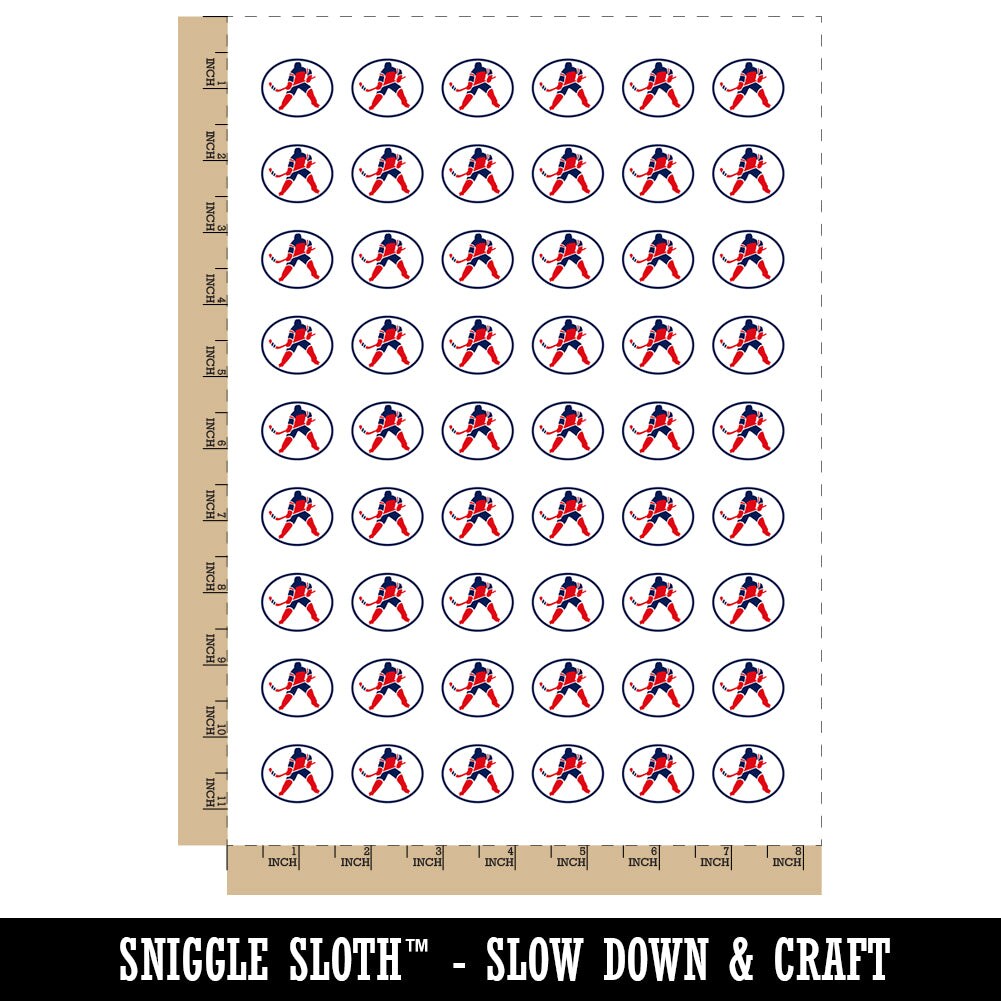 Hockey Player Holding Hockey Stick Temporary Tattoo Water Resistant Fake Body Art Set Collection (1 Sheet)