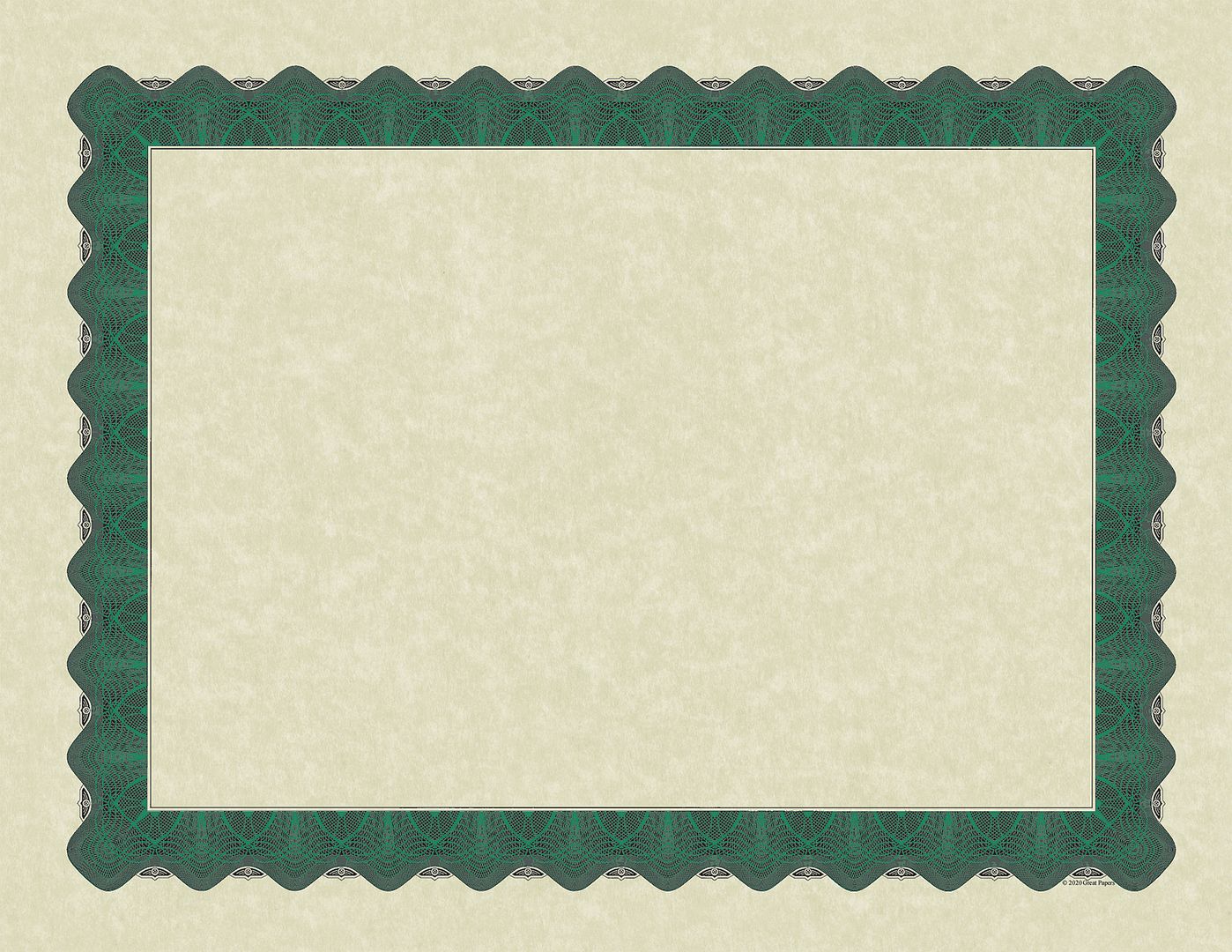 Great Papers! Parchment Certificates with Metallic Border, Green Border, 8.5" x 11", Printer Compatible, 25 Count