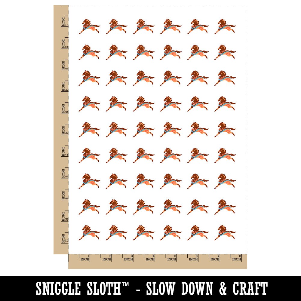 Southwestern Style Tribal Horse Temporary Tattoo Water Resistant Fake Body Art Set Collection (1 Sheet)