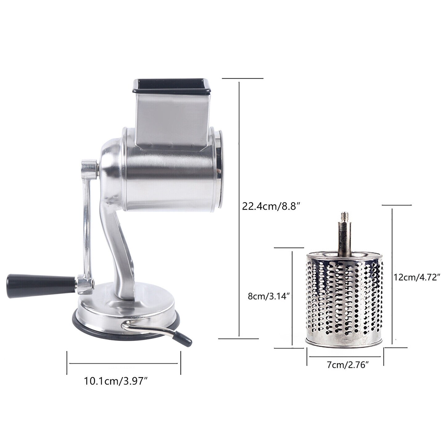 Kitcheniva Stainless Steel Rotary Cheese Vegetable Hand Crank Grater