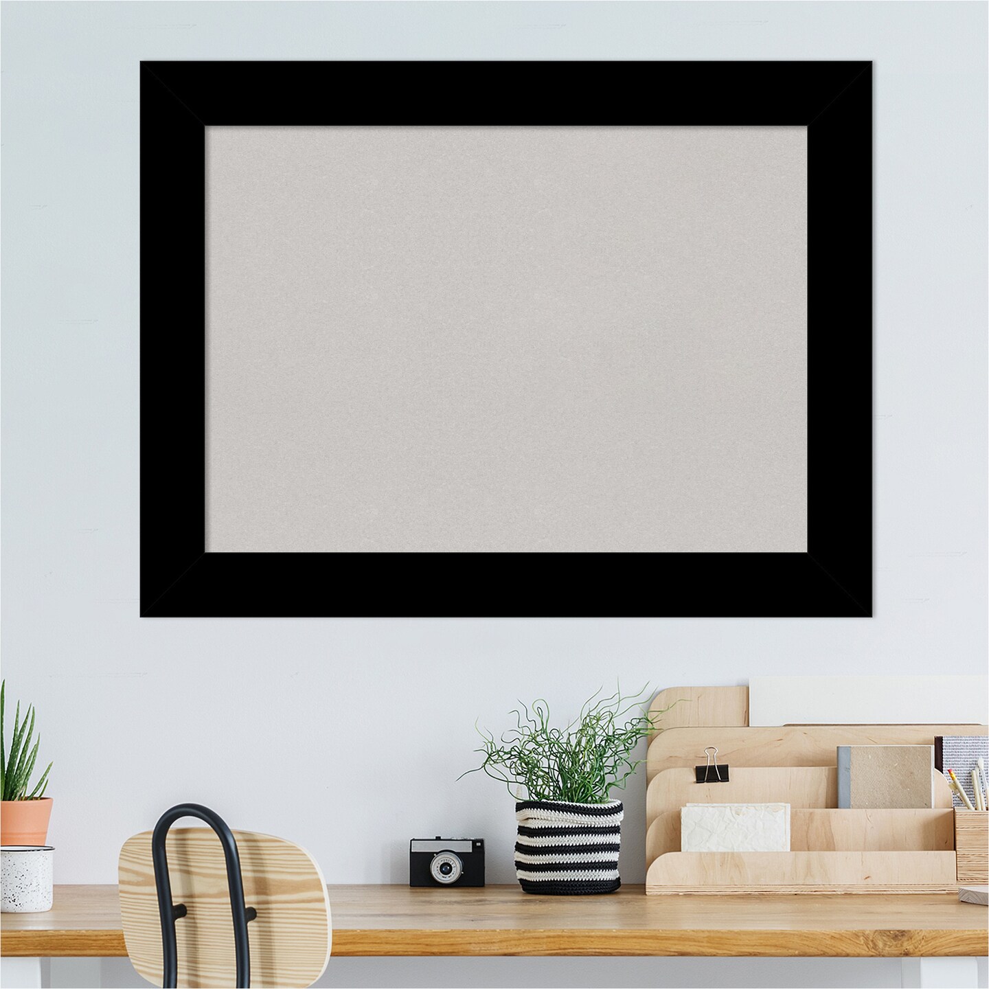 Basic Wood Framed Corkboard, Grey Cork