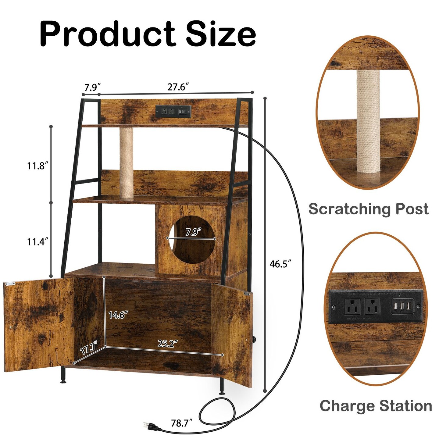 Litter Box Enclosure with Storage Shelves