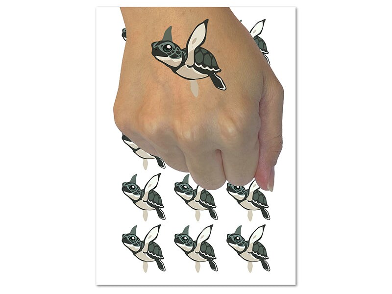 Baby Green Sea Turtle Swimming In Ocean Temporary Tattoo Water ...