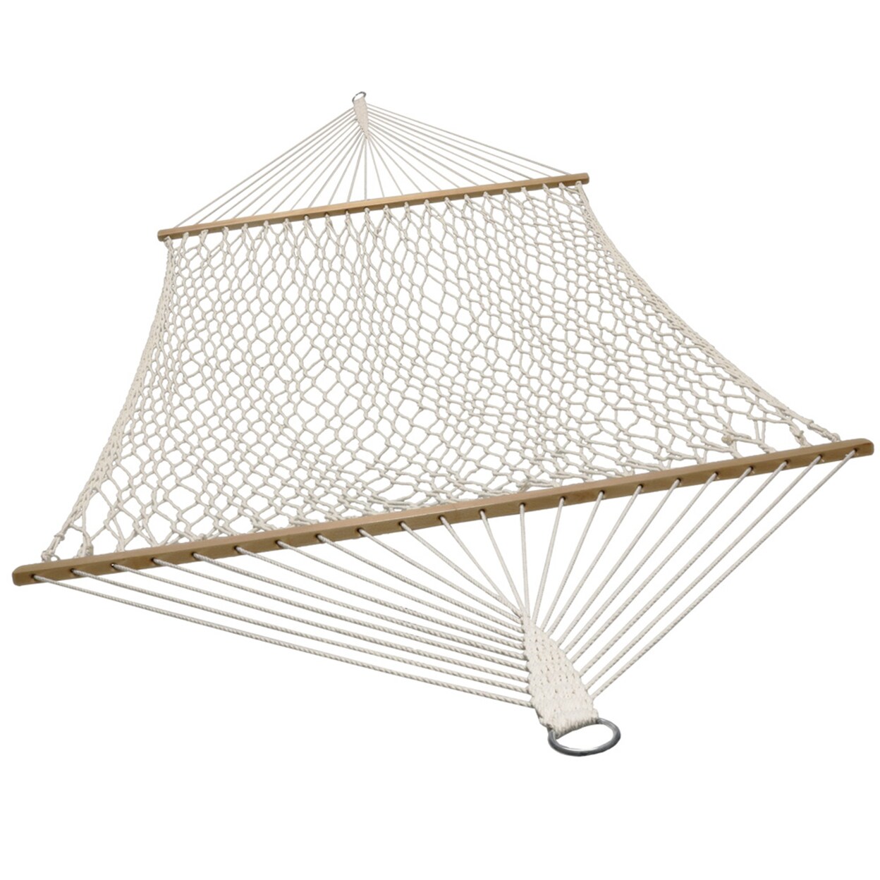 Sunnydaze 2-Person Cotton Rope Hammock With Spreader Bars - Natural