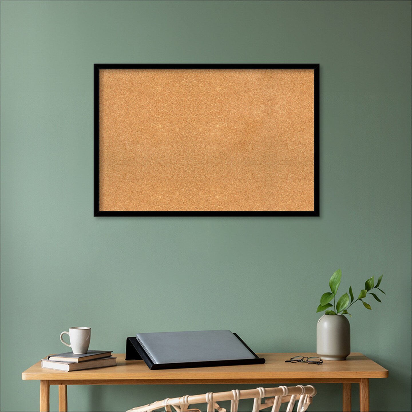 Jet Black Framed Corkboard, Natural Cork