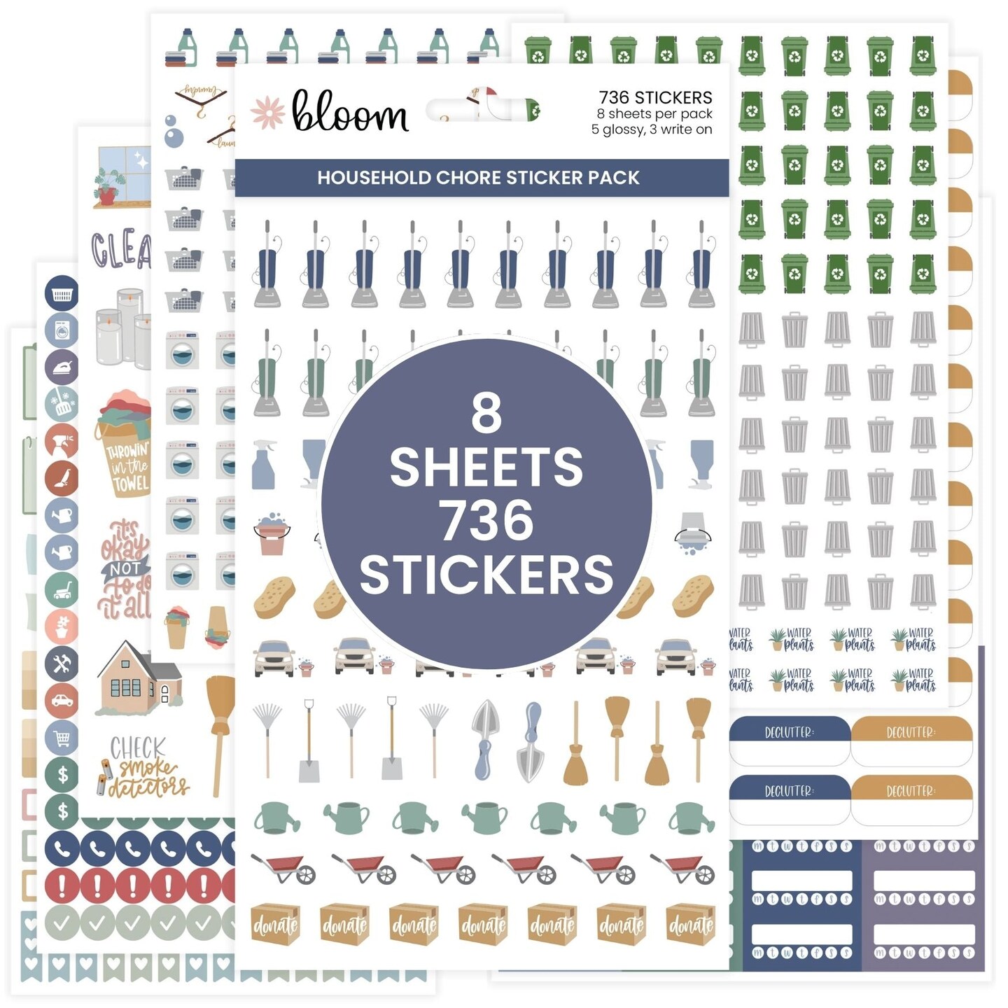 bloom daily planners Sticker Sheets, Household Chore Pack