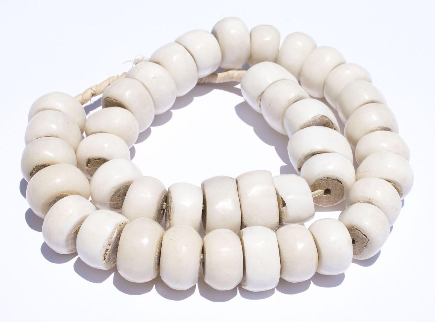 TheBeadChest Polished Kenya White Bone Beads Large 21mm African Round Large Hole 25 Inch Strand Handmade
