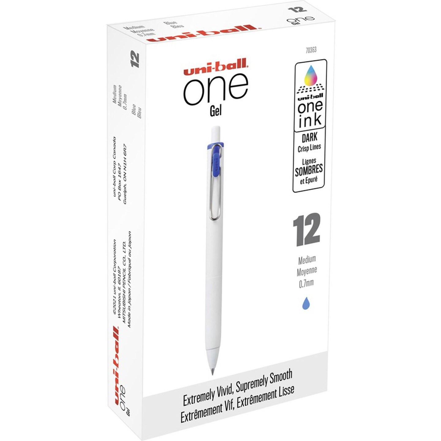 Uni-Ball UB One Gel Pens - 0.7 mm Pen Point Size - Blue Gel-based Ink - 1 Dozen