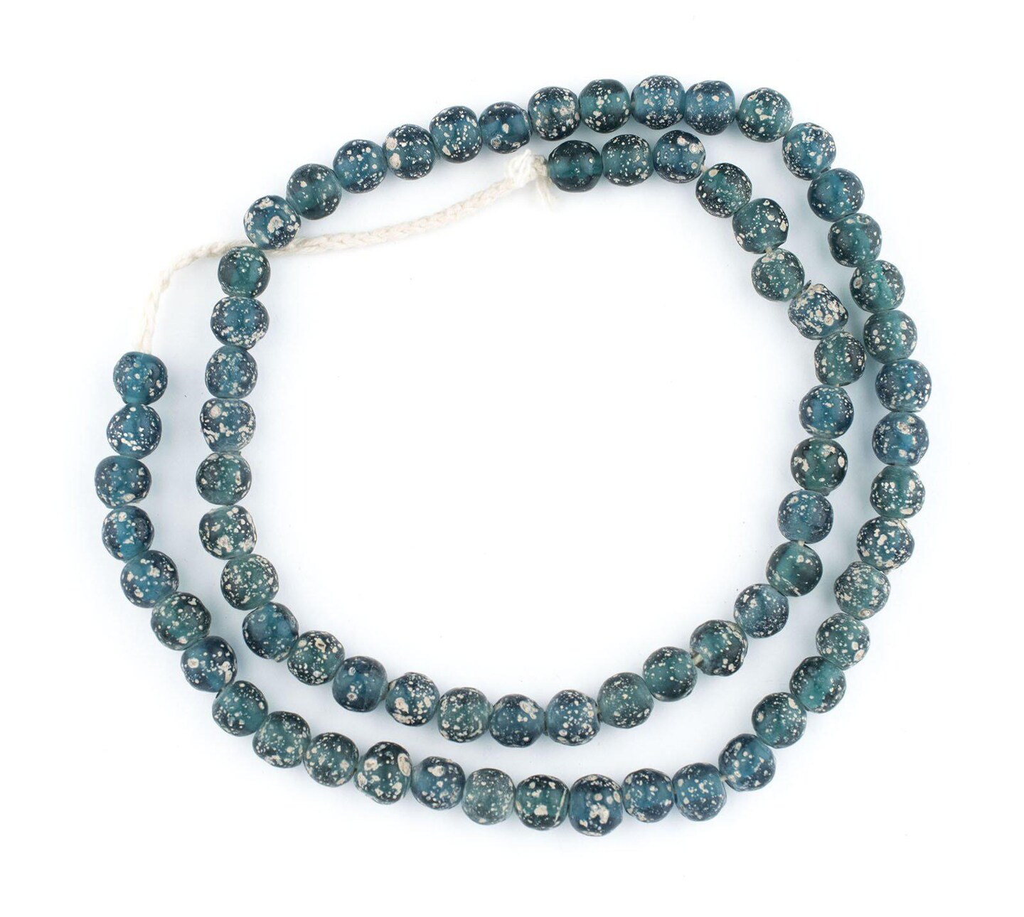 TheBeadChest Ancient-Style Java Glass Beads, Round Indonesian Handmade Fair Trade Etched Spacers for DIY Jewelry Making and Crafts (Translucent Teal)