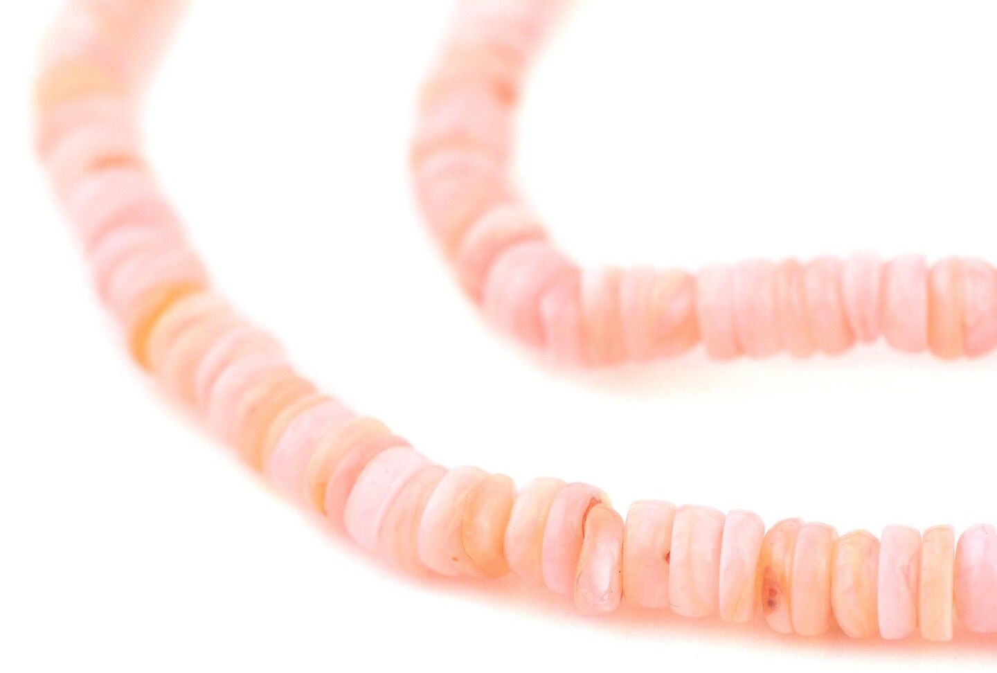 TheBeadChest Rose Pink Nugget Shell Heishi Beads 6mm 16 Inch Strand