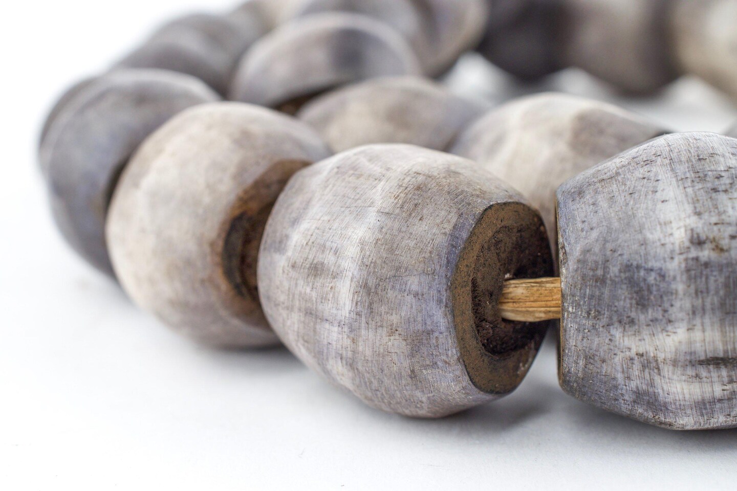 The Bead Chest Dark Grey Kenya Bone Beads Sphere 22mm African Round Large Hole 30 Inch Strand Handmade