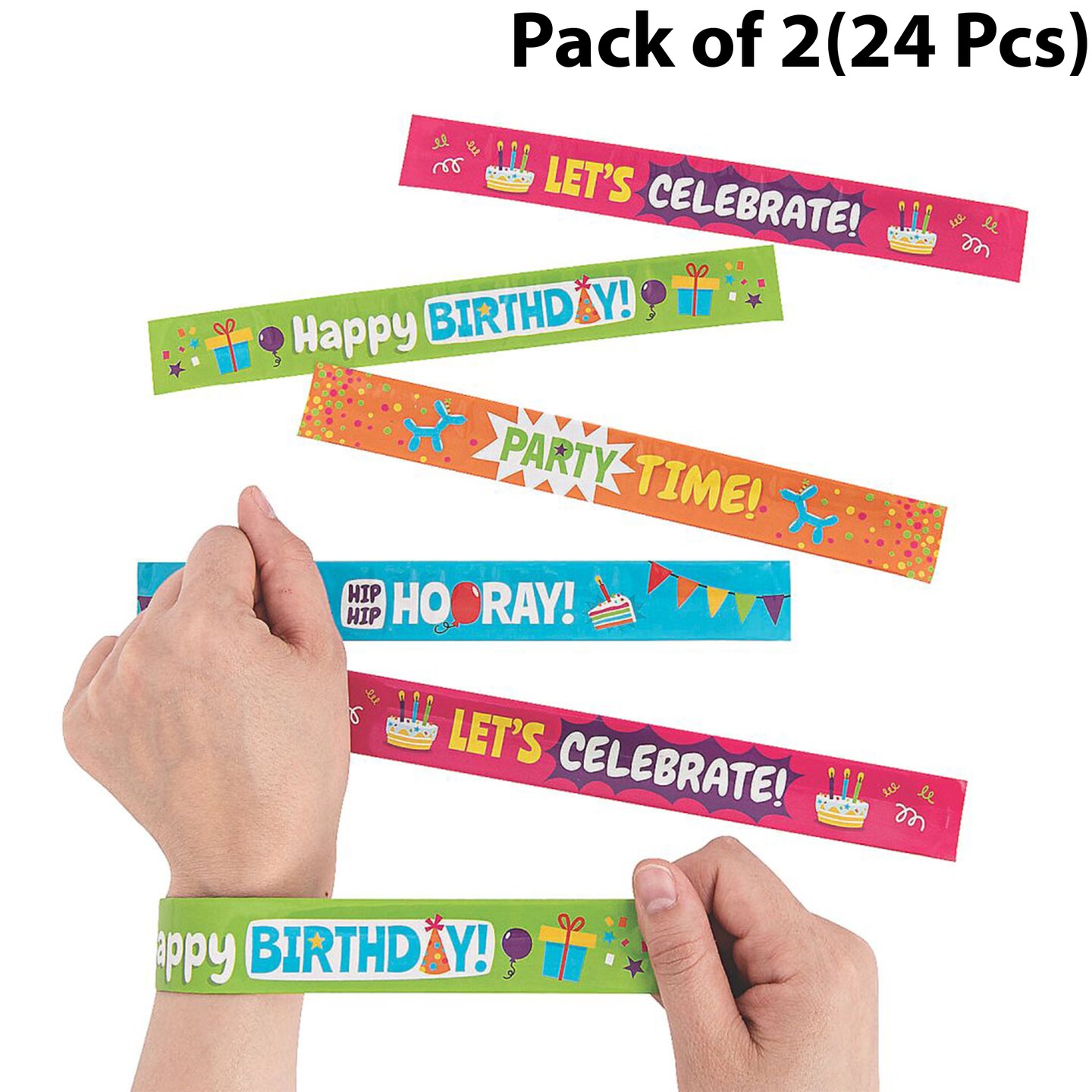 Birthday Slap Bracelets - 9 inches long by 1 inch wide | Perfect for any party | Raheev®