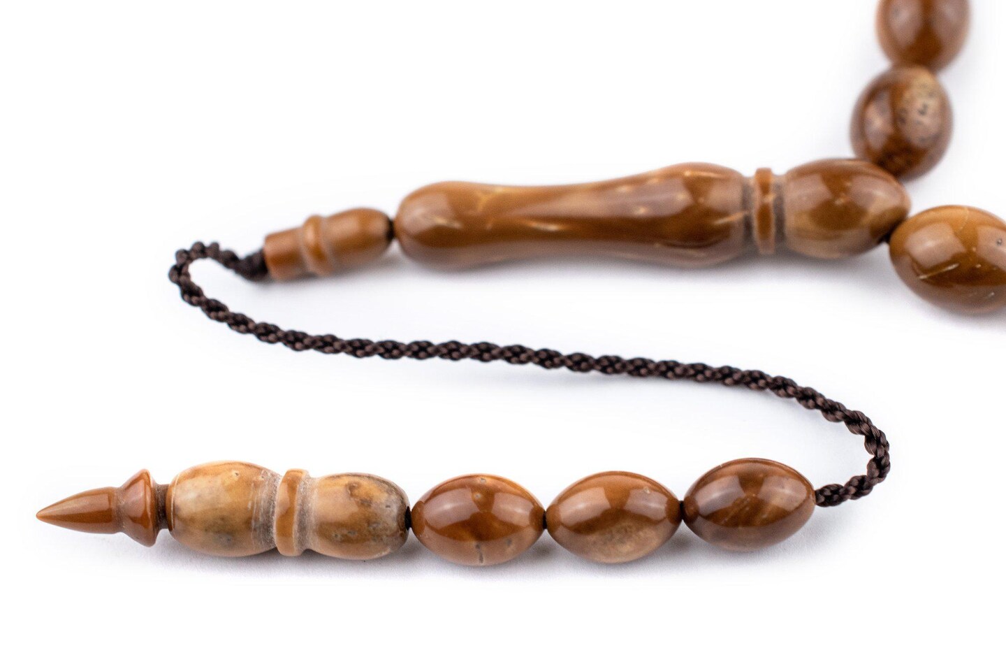 The Bead Chest Brown Oval Wooden Arabian Prayer Beads 7x10mm Middle East 36 Inch Strand