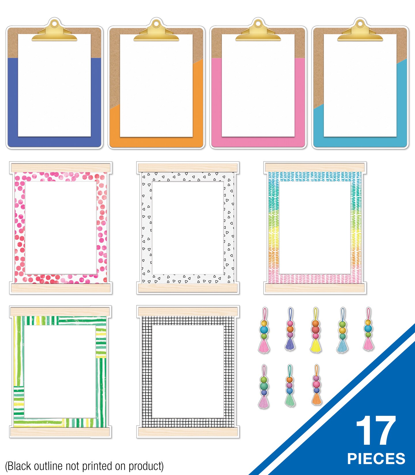 Carson Dellosa Creatively Inspired 17-Piece Classroom Display Bulletin Board Set, Colorful Clipboards, Frames, Bulletin Board Decorations, Inspirational Colorful Classroom Décor