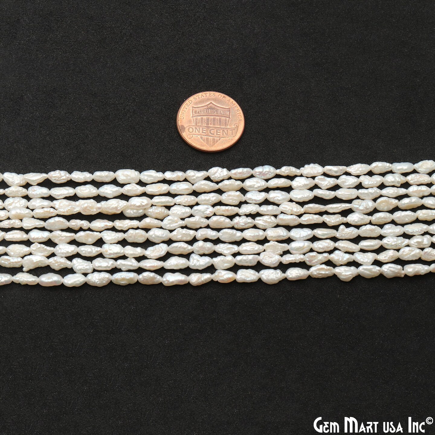 Free Form Pearl Beads, Irregular Smooth Pearl Gemstone Beads, Drilled Pearl Strand, 2-3mm, 16 inch, GemMartUSA (DRPR-70006)