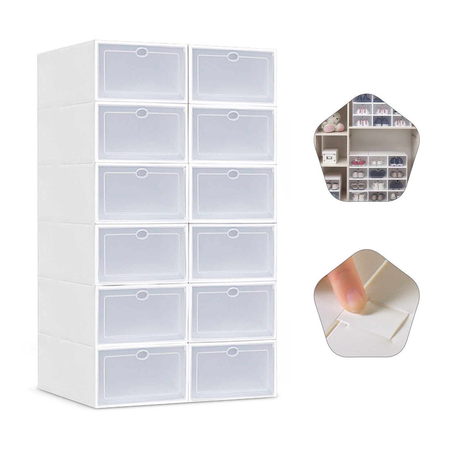 Kitcheniva 20pcs Plastic Stackable Durable Shoe Storage Box Organizer