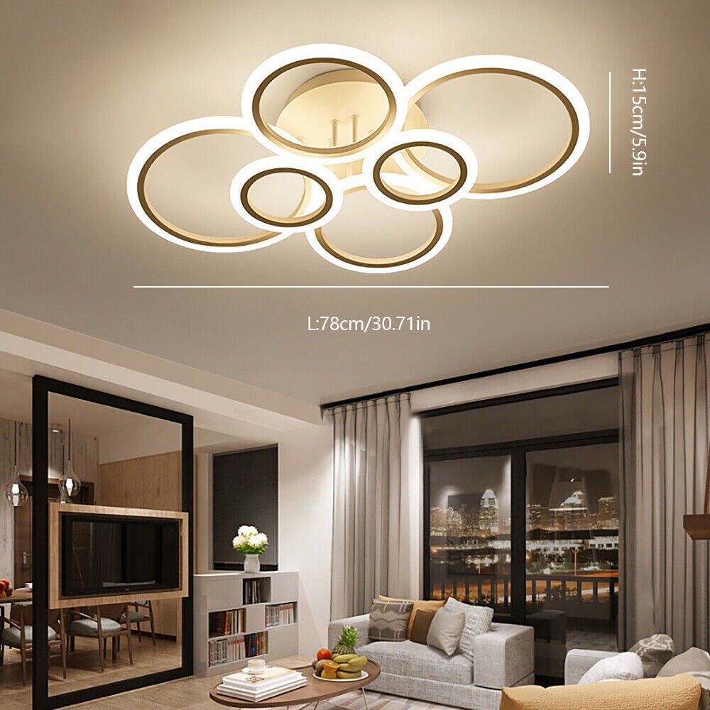 Kitcheniva 6 Rings Modern Dimmable Acrylic Chandelier Fixture
