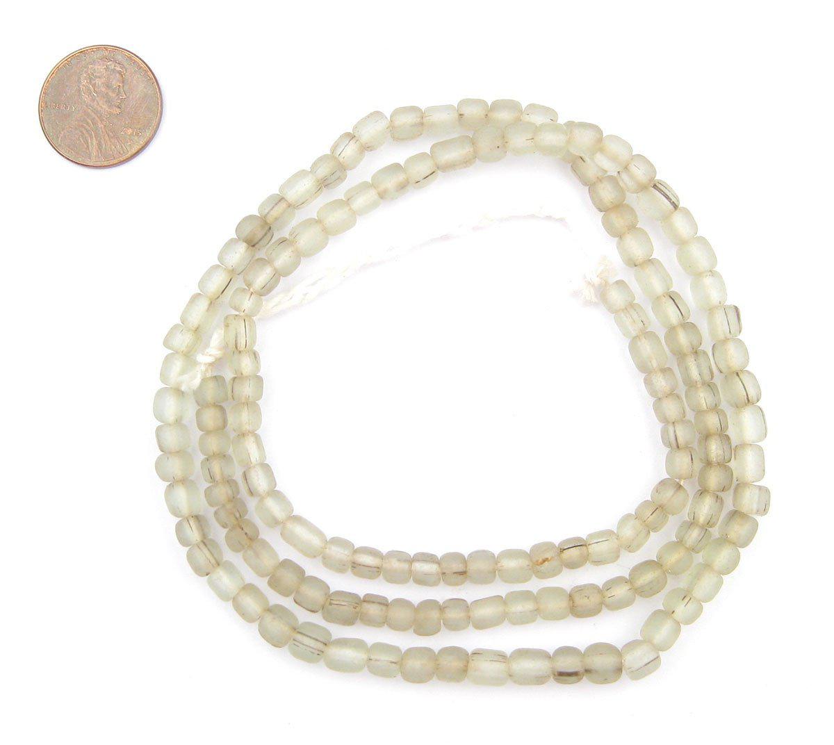 TheBeadChest Indonesian Glass Beads, Small Java Bali 4mm Spacers Jewelry Making Supplies for Necklaces, Bracelets, DIY Crafts (Clear)