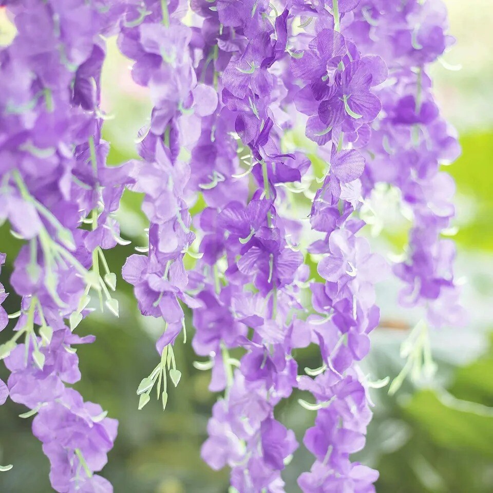 12pcs Artificial Wisteria Vine Garland Fake Flower Plants Garden Hanging Decor