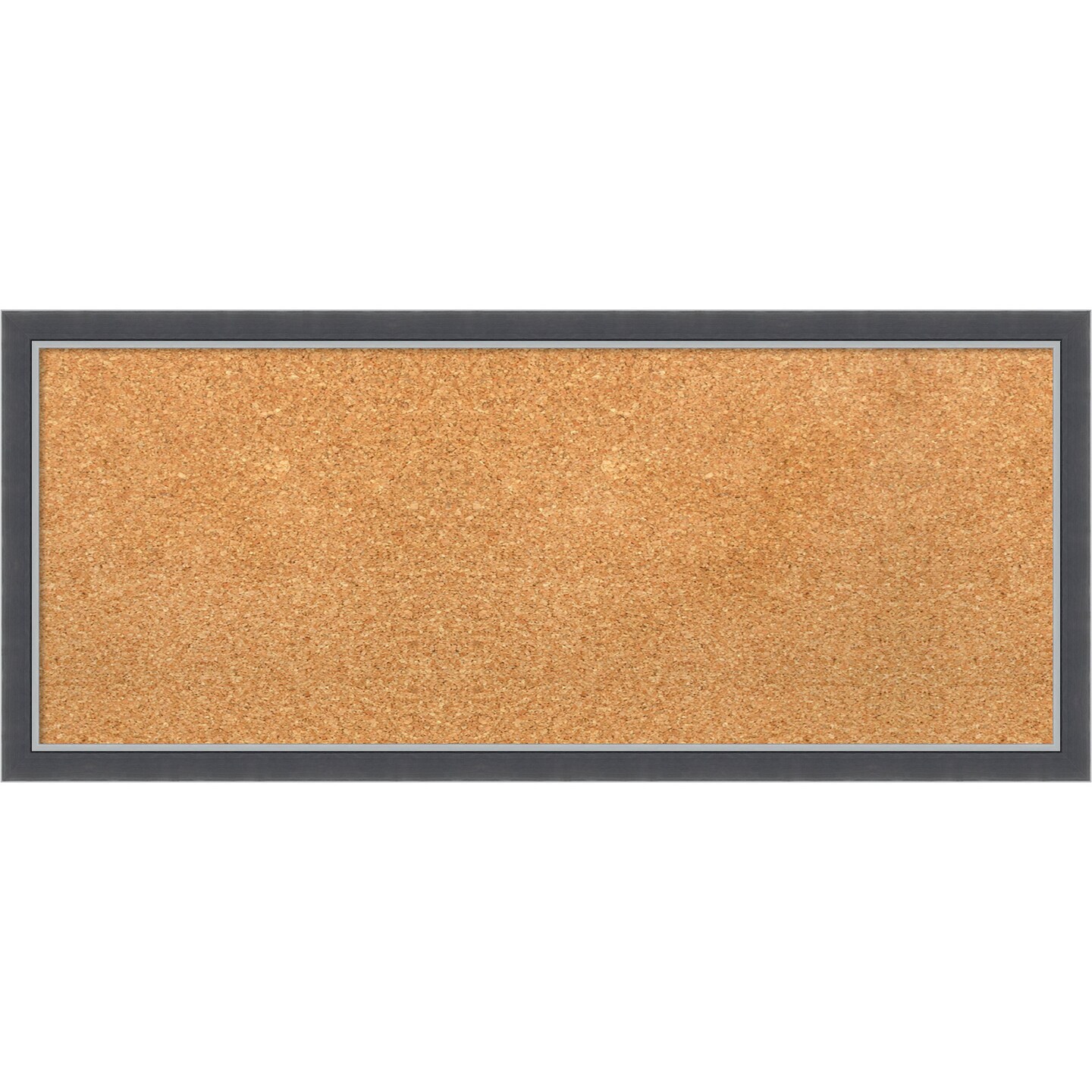 Eva Black Silver Thin Framed Corkboard, Natural Cork