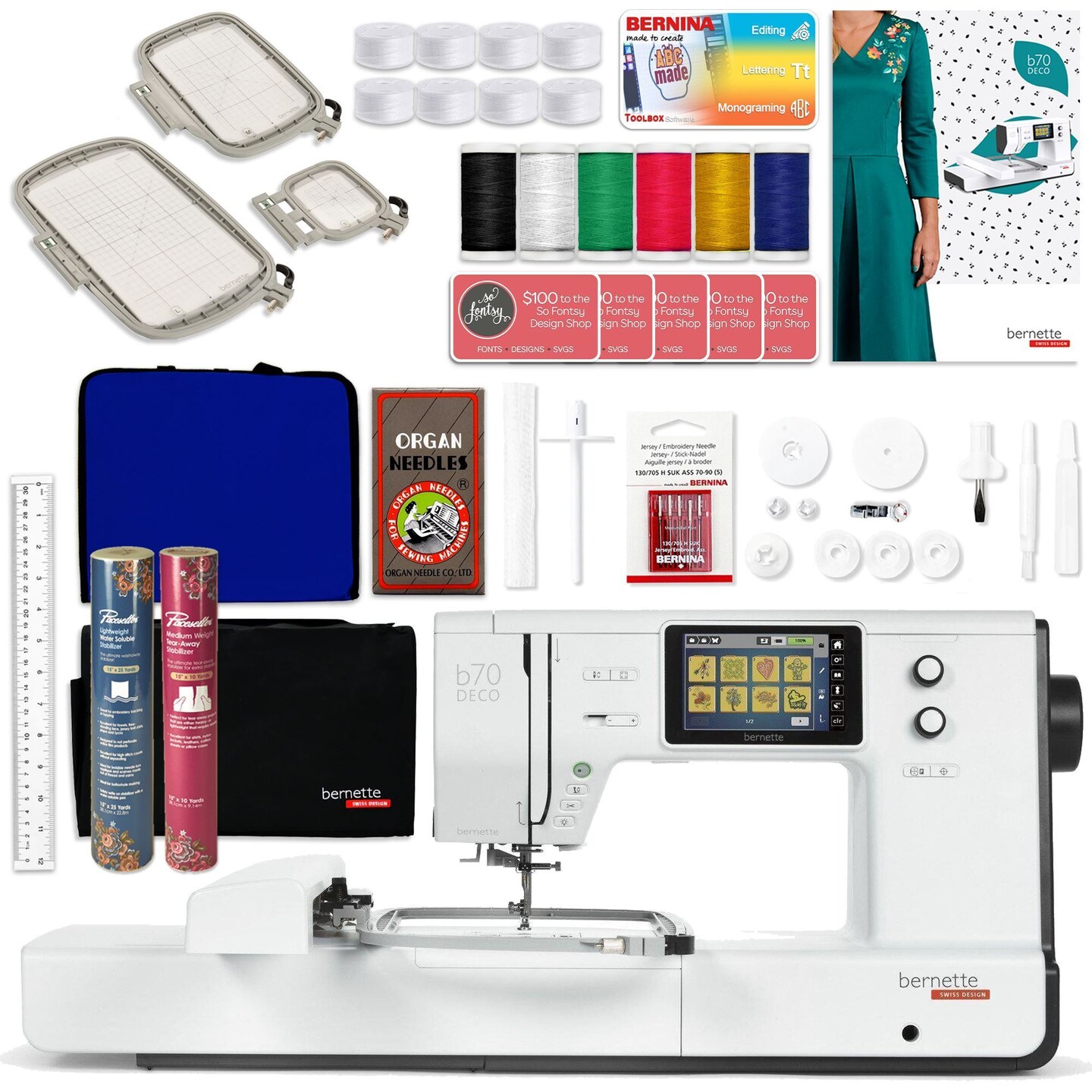 Bernette B70 Embroidery Machine & Silhouette Cameo 4 Combo Bundle
