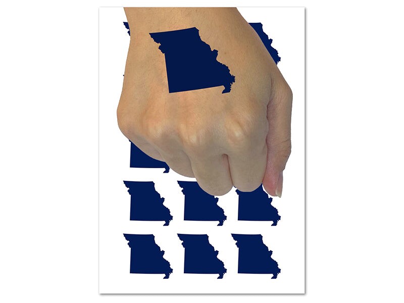 Missouri State Silhouette Temporary Tattoo Water Resistant Fake Body Art Set Collection (1 Sheet)