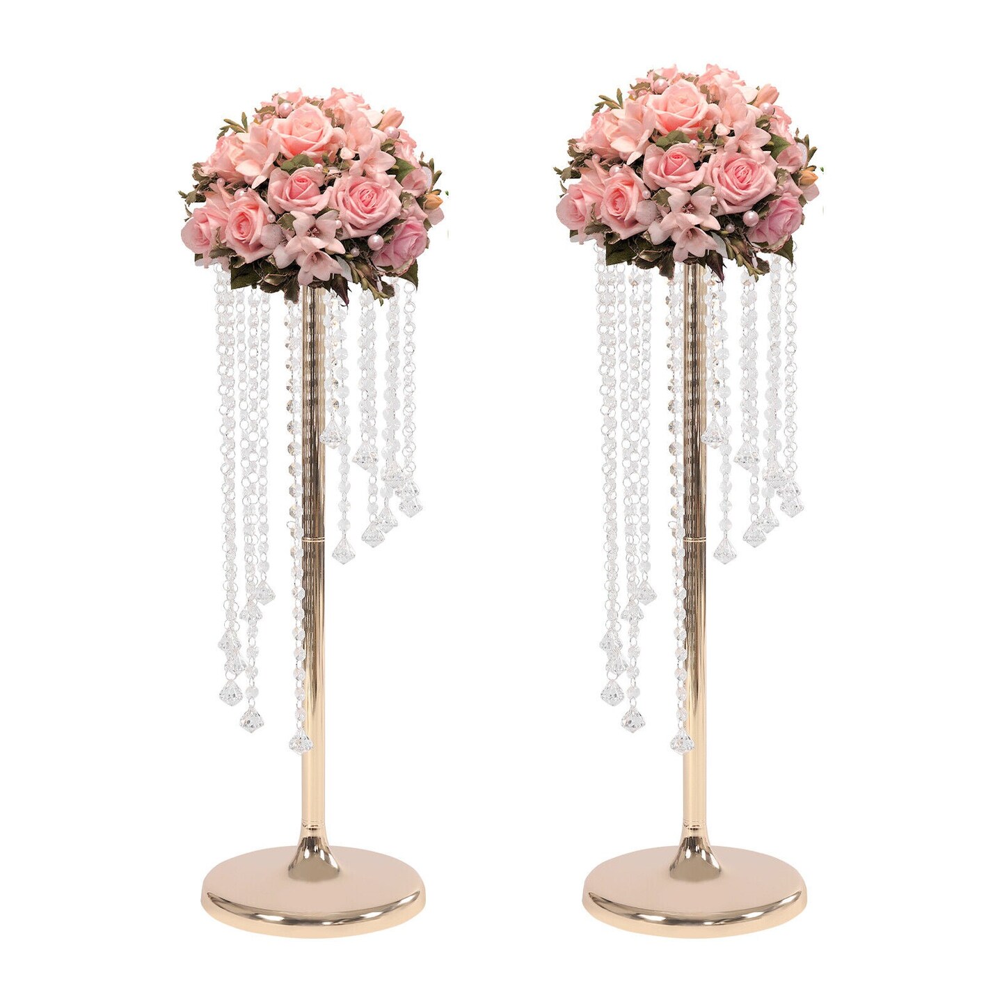 2Pcs Tall Wedding Centerpieces Decorative Flower Vases Crystal Display Rack