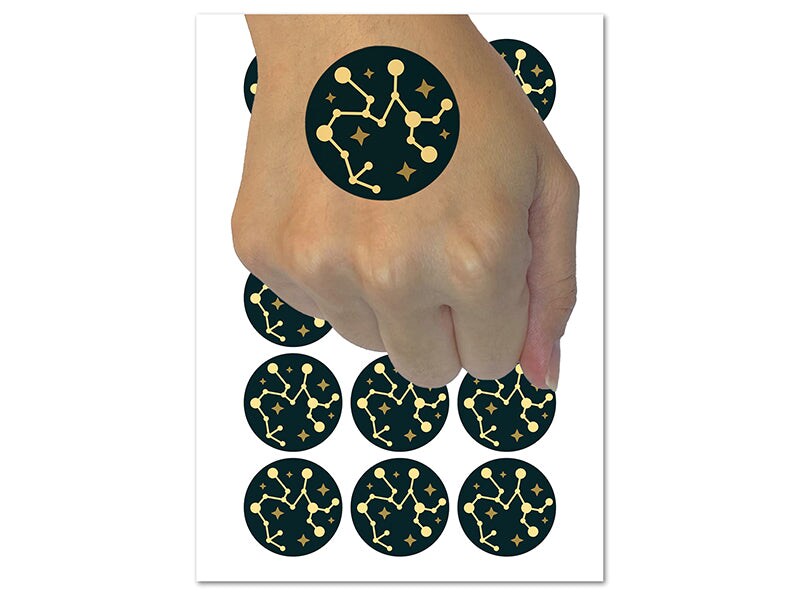 Sagittarius Zodiac Star Constellations Temporary Tattoo Water Resistant Fake Body Art Set Collection (1 Sheet)