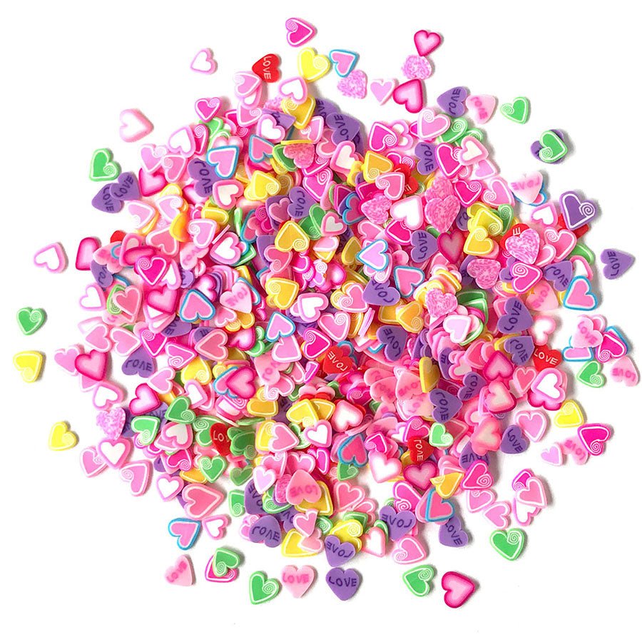 Buttons Galore and More Sprinkletz - Tiny Polymer Clay Embellishments - Hearts Bundle 36 grams