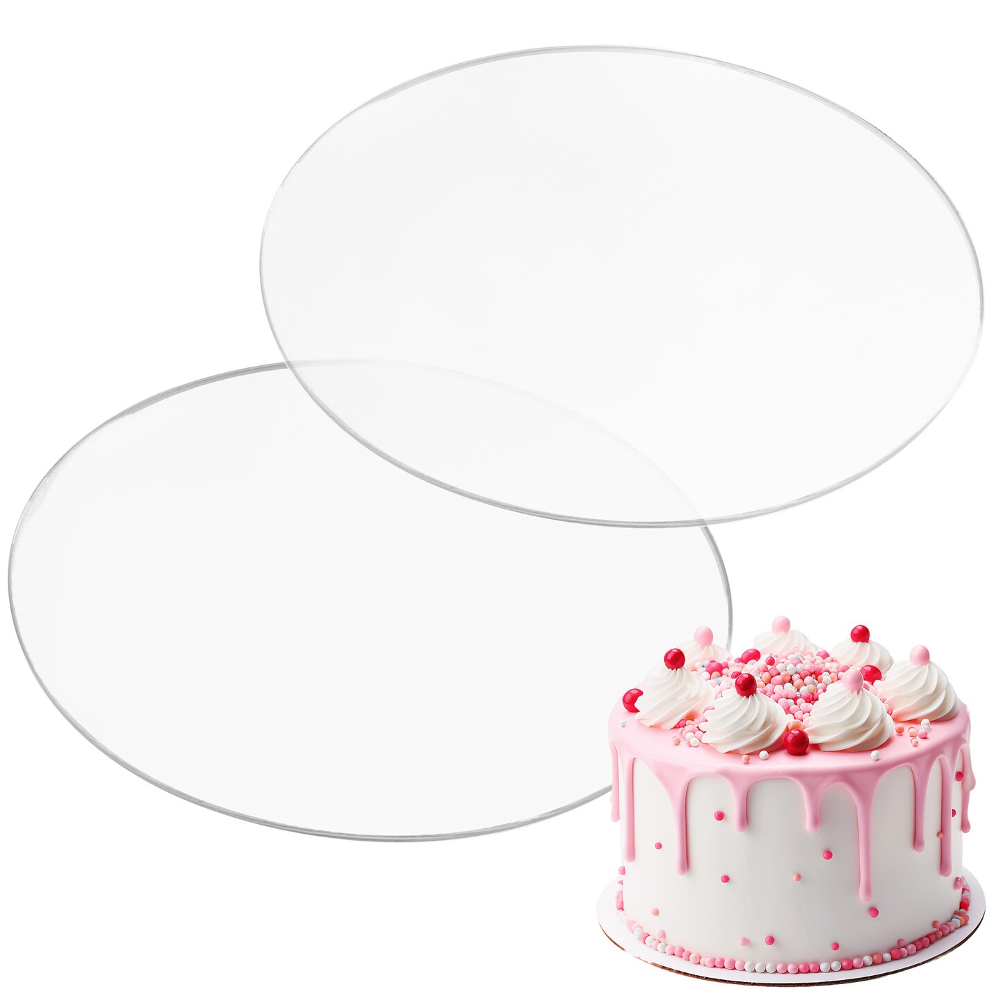 Spec101 Acrylic Cake Disc, 2 Packs - Round Acrylic Disc Set Cake Disk