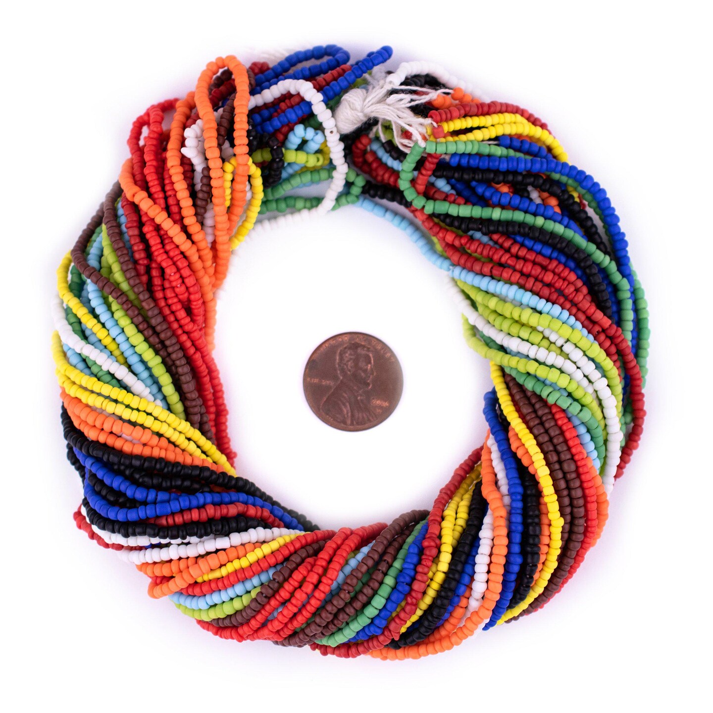 TheBeadChest African Maasai Seed Beads 2mm Kenya Multicolor Glass 24 Inch Strand Handmade