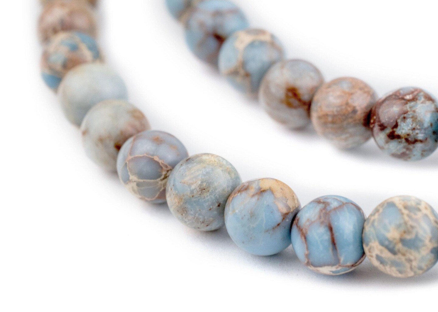 The Bead Chest Carolina Blue Sea Sediment Jasper Beads (6mm): Organic Gemstone Round Spherical Energy Stone Healing Power Crystal for Jewelry Bracelet Mala Necklace Making