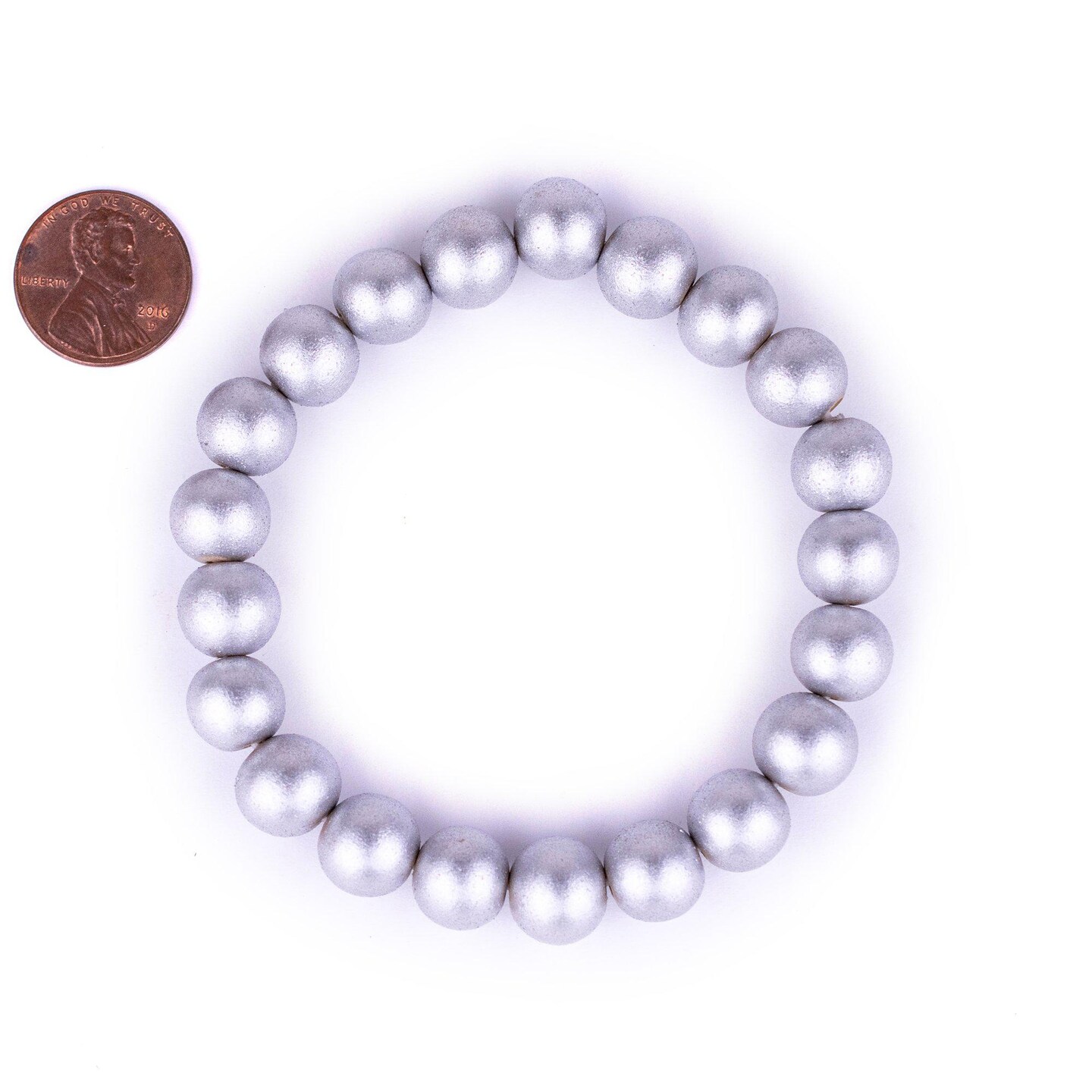 TheBeadChest Wood Stretch Bracelet, Silver - Stackable Beaded Jewelry, Unisex for Men &#x26; Women